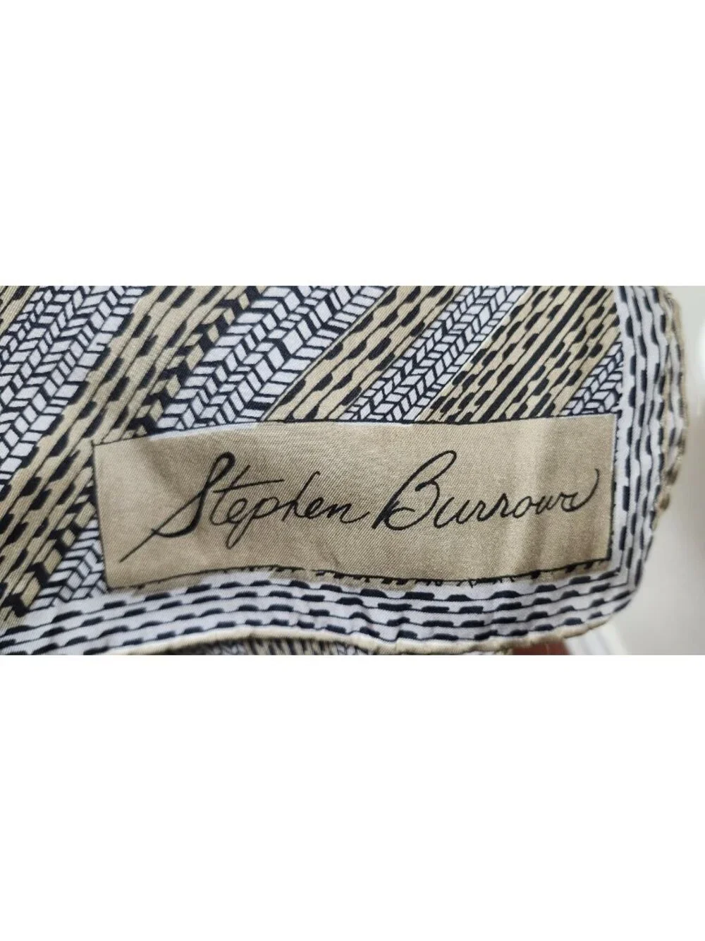Vintage Stephen Burrows 100% Silk Scarf Geometric Stripe Oblong 43 x 13 Designer